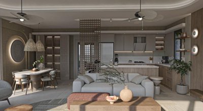 Ultra-Luxurious Fethiye Properties For Sale In Calis, Fethiye - Lounge, dining area and kitchen