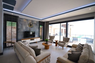 Newly-Built Property Investment In Kalkan - Lounge with pool view