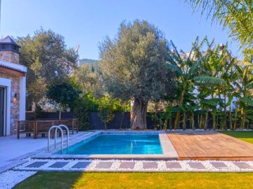 Newly Built Detached Villa For Sale In Bodrum - Landscaped private exterior with pool