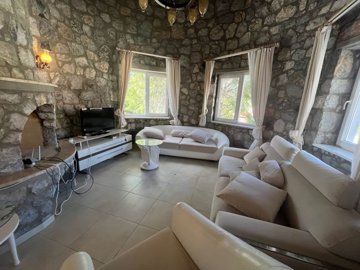 A Beautiful Stone Bungalow In Dalaman For Sale With A Private Pool - Authentic lounge with fireplace