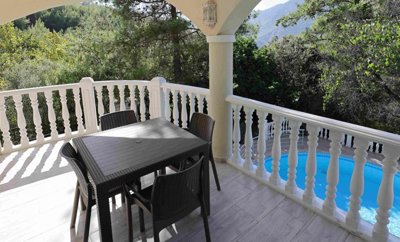 Detached Lake View Dalaman Property For Sale - Terrace with pool and nature views