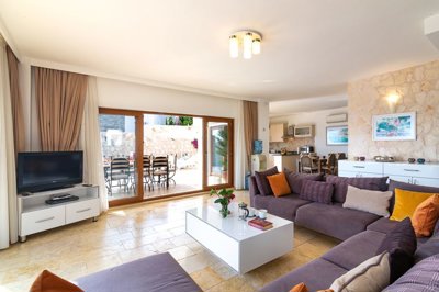Stone Built Kalkan Villa For Sale – Lounge to the kitchen