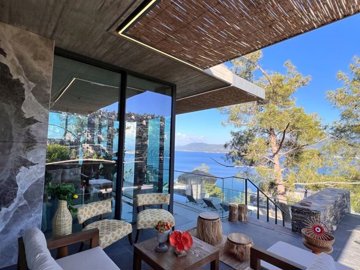 Sensational Seafront Villa In Bodrum For Sale - Sea view seating terrace