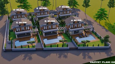 Appealing Fethiye Villa For Sale - Arial view over the estate of villas