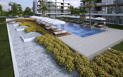 Modern One-Bedroom Apartment For Sale In Antalya - Pool and sun terraces