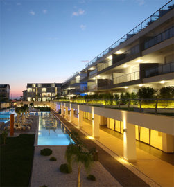 Quality Homes in ancient town of Side - complex view evening