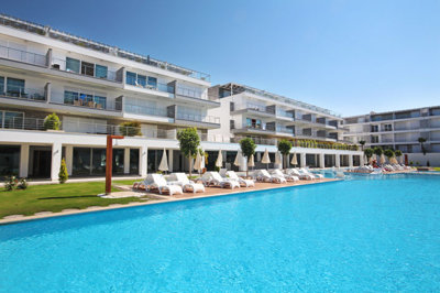 Quality Homes in ancient town of Side - complex view daytime