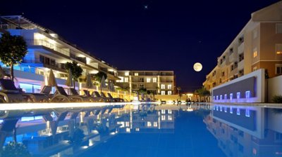 Quality Homes in ancient town of Side - complex view evening