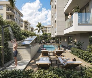 Antalya Off-Plan Apartments For Sale - Sunbathing terraces around the pool