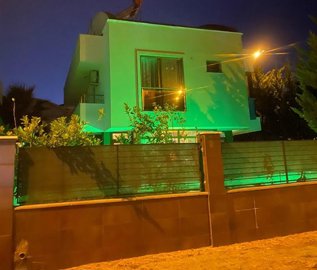 Furnished Two-Storey Villa For Sale in Belek, Antalya - View at night time from the road