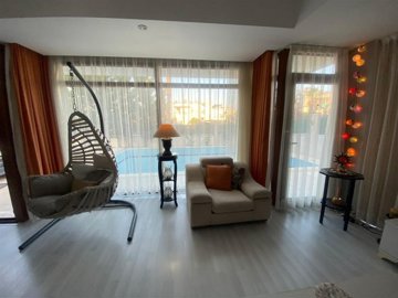 Furnished Two-Storey Villa For Sale in Belek, Antalya - Huge windows looking out to the pool