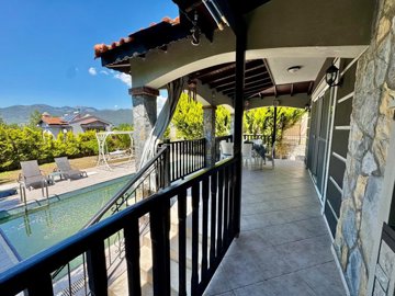 Rural Detached Villa For Sale Near Seydikemer - Poolside terrace