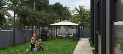 Apartments On The Riverside For Sale In Belek - Social gardens with a BBQ area