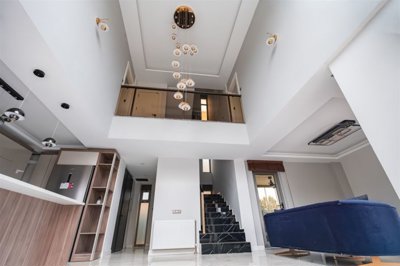 Striking Villa For Sale In Belek, Antalya With A Private Pool - Living area overlooking by the gallery