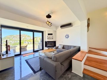 Exquisite Semi-Detached Yalikavak Villa For Sale - Lounge and modern staircase