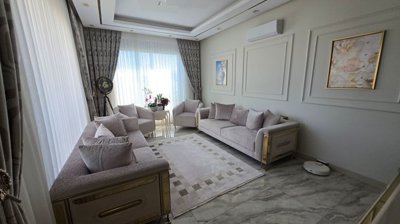 Impeccable Villa With A Private Pool & Garden For Sale in Belek, Antalya - Lounge with lots of natural light