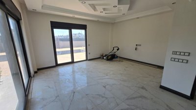 Brand New Villa Investment For Sale In Antalya - Lounge with direct pool and terrace access