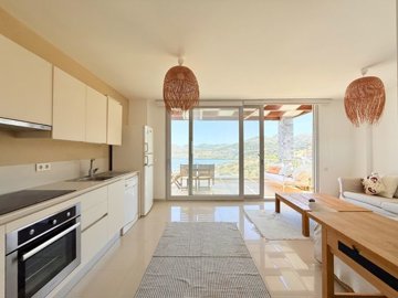 Apartment With Sea-Views For Sale In Gumusluk, Bodrum - Balcony from the living space