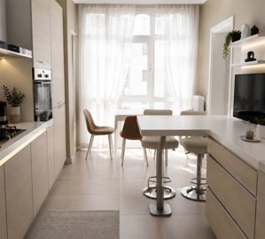 Renovated Asian Istanbul Property For Sale - Kitchen with a balcony