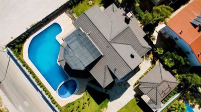 Masterpiece Villa With A Private Pool, Sauna & Garden For Sale in Belek - Arial view over the villa