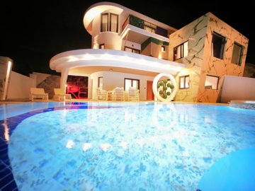 Striking Villa With A Private Pool For Sale In Belek, Antalya - Ambient lighting for the exterior