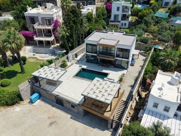 Brand New Sea View Villa For Sale In Yalikavak, Bodrum - Arial view showing the entire property