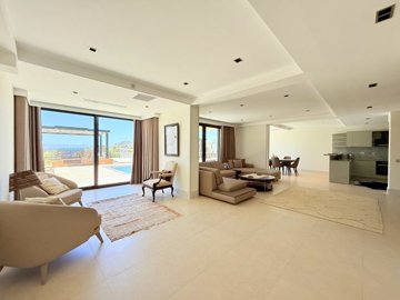Brand New Sea View Villa For Sale In Yalikavak, Bodrum - Living space with pool and terrace access