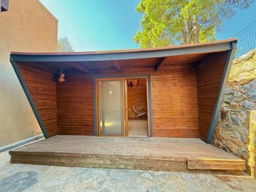 Brand New Detached Luxury Villa In Bodrum For Sale - Wooden house in the garden