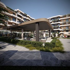 Off-Plan Investment Properties For Sale In Antalya - Shady seating areas and camillias