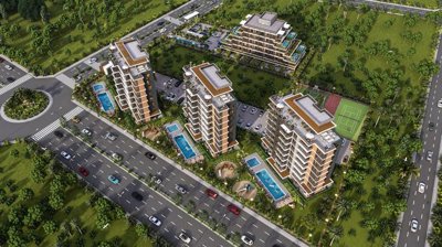 Trendy Investment Properties For Sale In Altintas, Antalya - Arial view over the complex