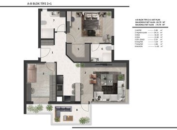 Trendy Investment Properties For Sale In Altintas, Antalya - Layout option 3