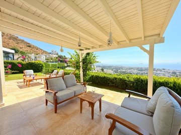 Sea View Villa For Sale In Kadikalesi, Bodrum - Shaded sea view terrace