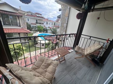 Delightful First-Floor Apartment For Sale In Dalyan - Delightful balcony with pool and garden views
