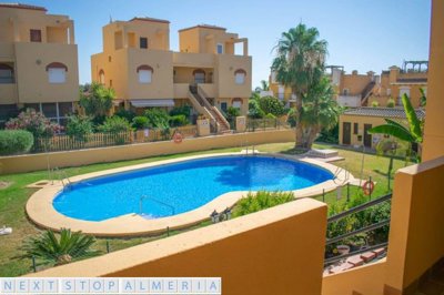 View of the pool from the entrance terrace