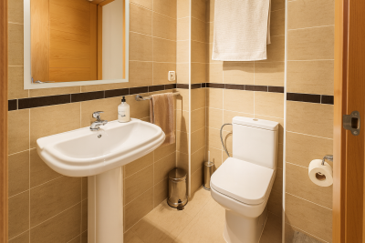 Modern-Bathroom-with-Beige-Tiling