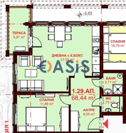 Image No.1-Appartement de 1 chambre à vendre à St Vlas