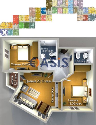 Image No.1-Appartement de 2 chambres à vendre à Burgas