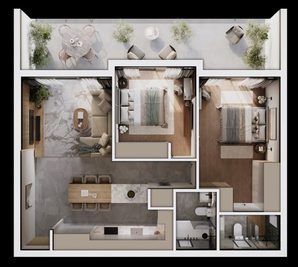 Image No.4-Appartement de 2 chambres à vendre à Konia