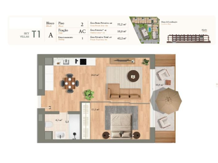 Image No.22-1 Bed Apartment for sale