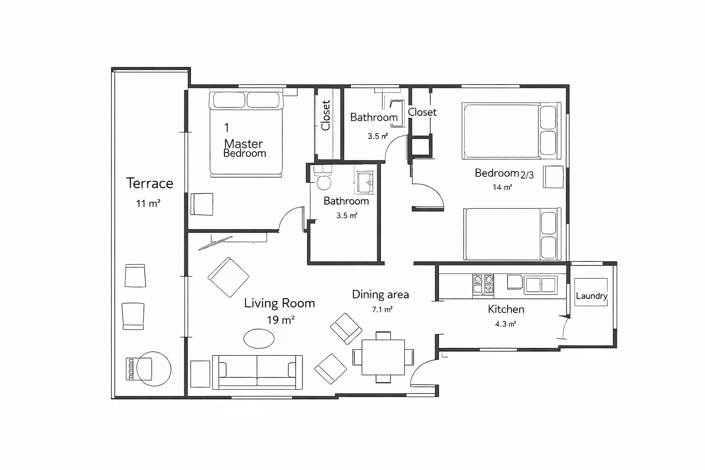 Image No.2-Appartement de 3 chambres à vendre à Mijas Costa