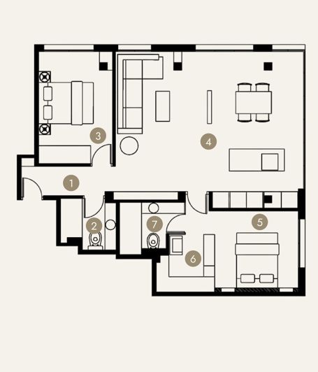 Image No.2-Appartement de 2 chambres à vendre