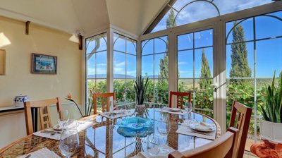wall of windows with spectacular view
