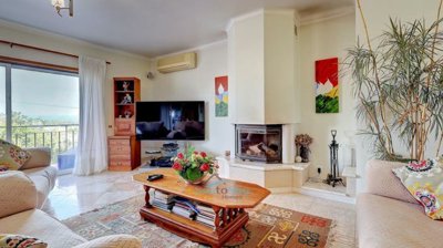 with wood burning fire and air conditioning