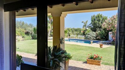 views over the garden to the pool