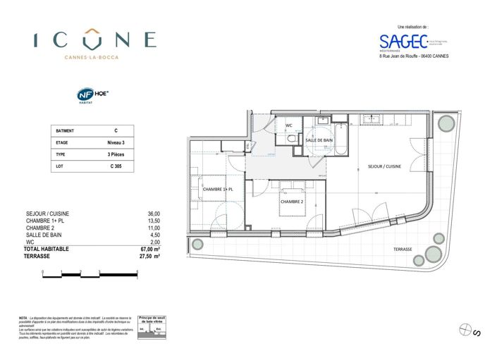 Image No.3-Appartement de 2 chambres à vendre à Cannes