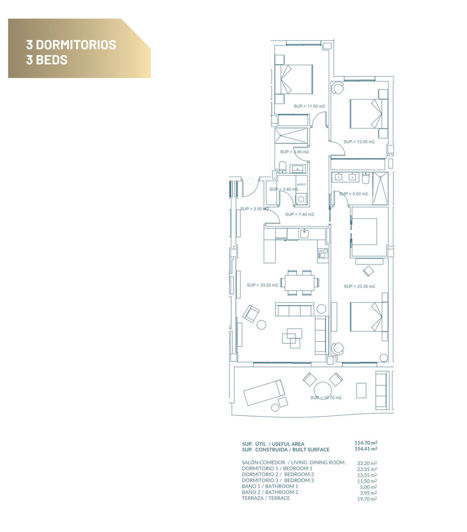 Image No.35-3 Bed Apartment for sale
