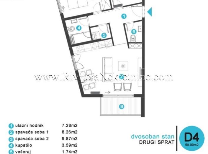 Image No.5-Appartement de 2 chambres à vendre à Tivat