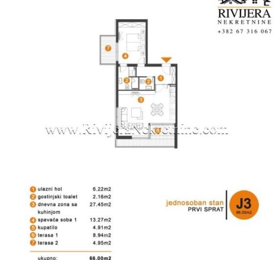 Image No.4-Appartement de 1 chambre à vendre à Tivat