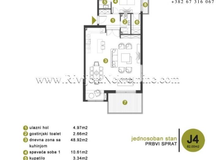 Image No.4-Appartement de 1 chambre à vendre à Tivat