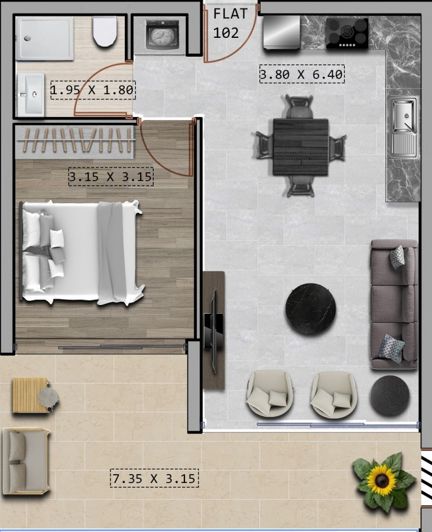 Image No.2-Propriété de 1 chambre à vendre à Kiti